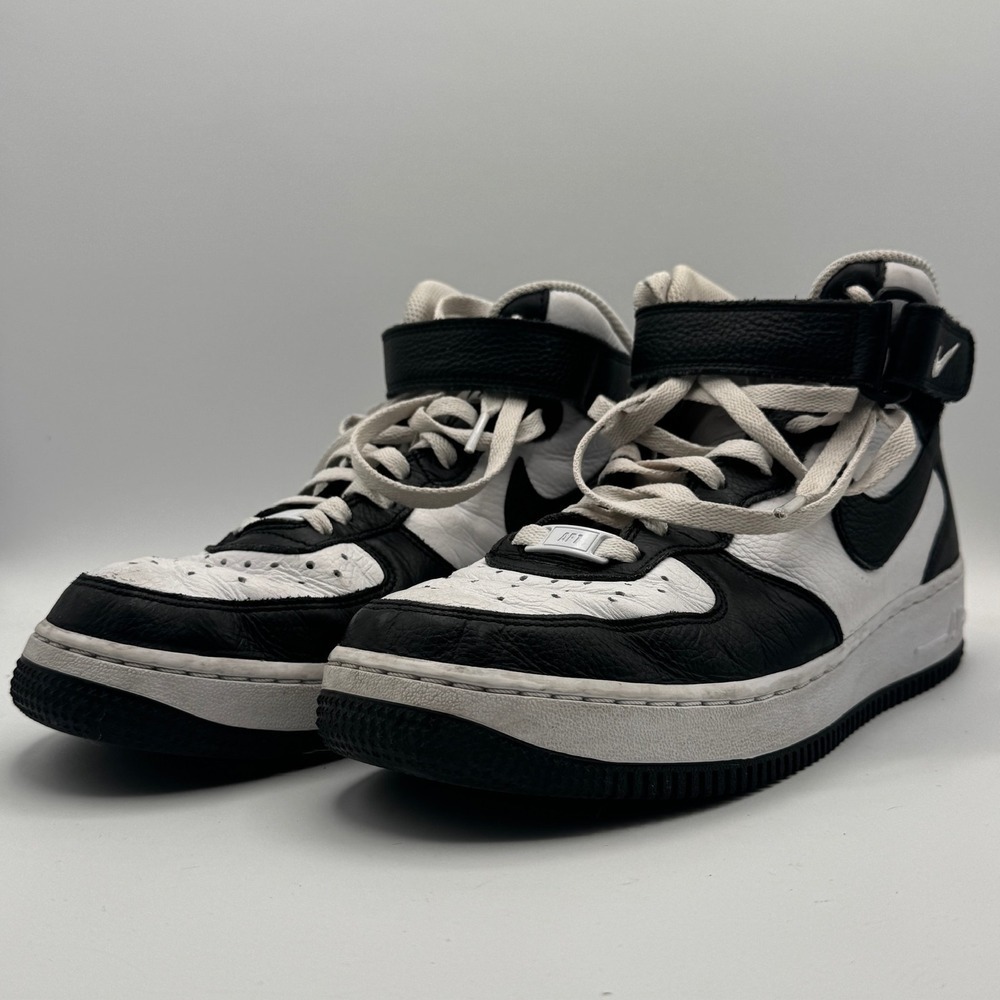 Nike Air‎ Force 1 High Shoes Mens Size 10 Black White AJA Custom Leather Classic